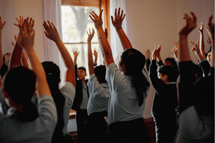 Students participating in a creative workshop